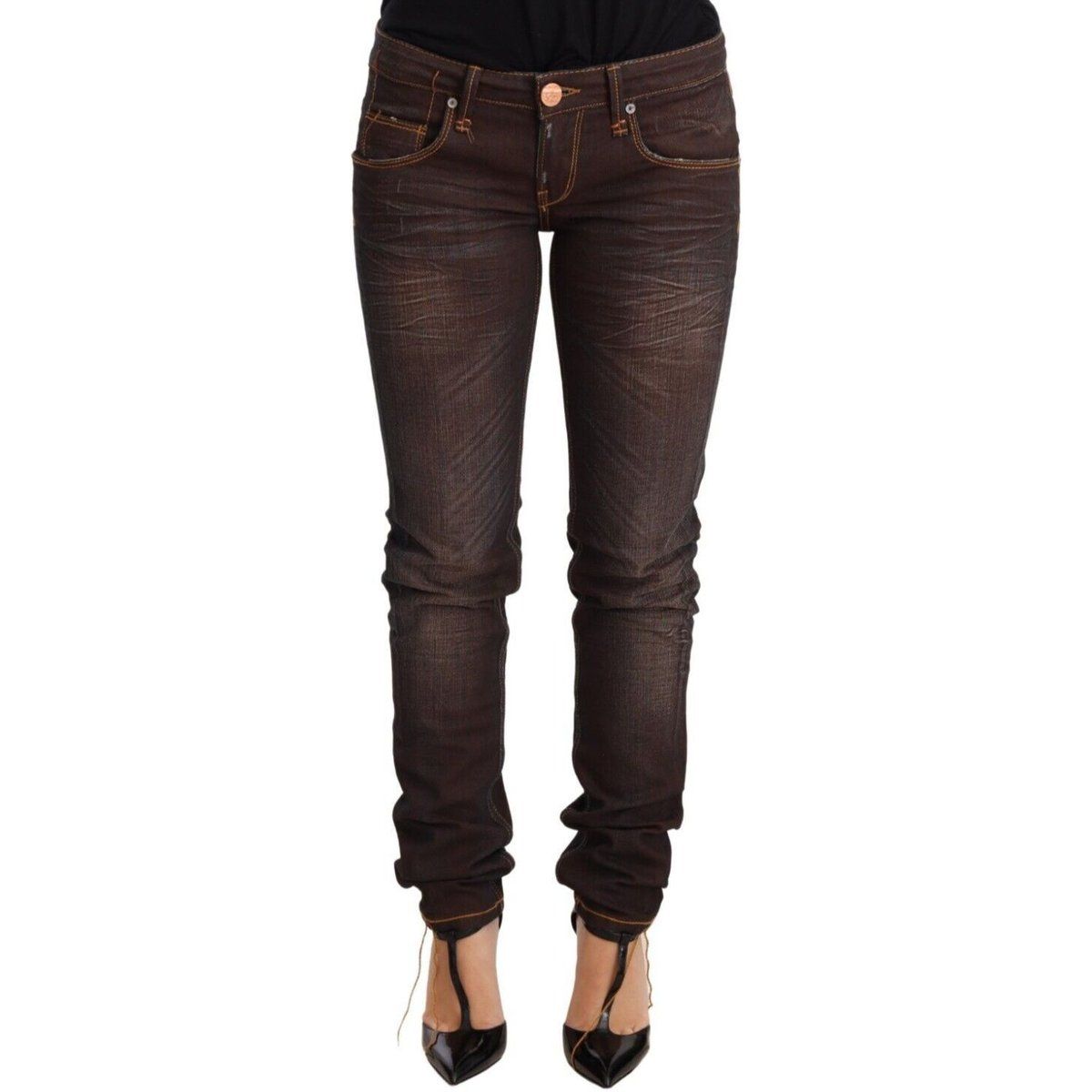 Schlank geschnittene braune Jeans