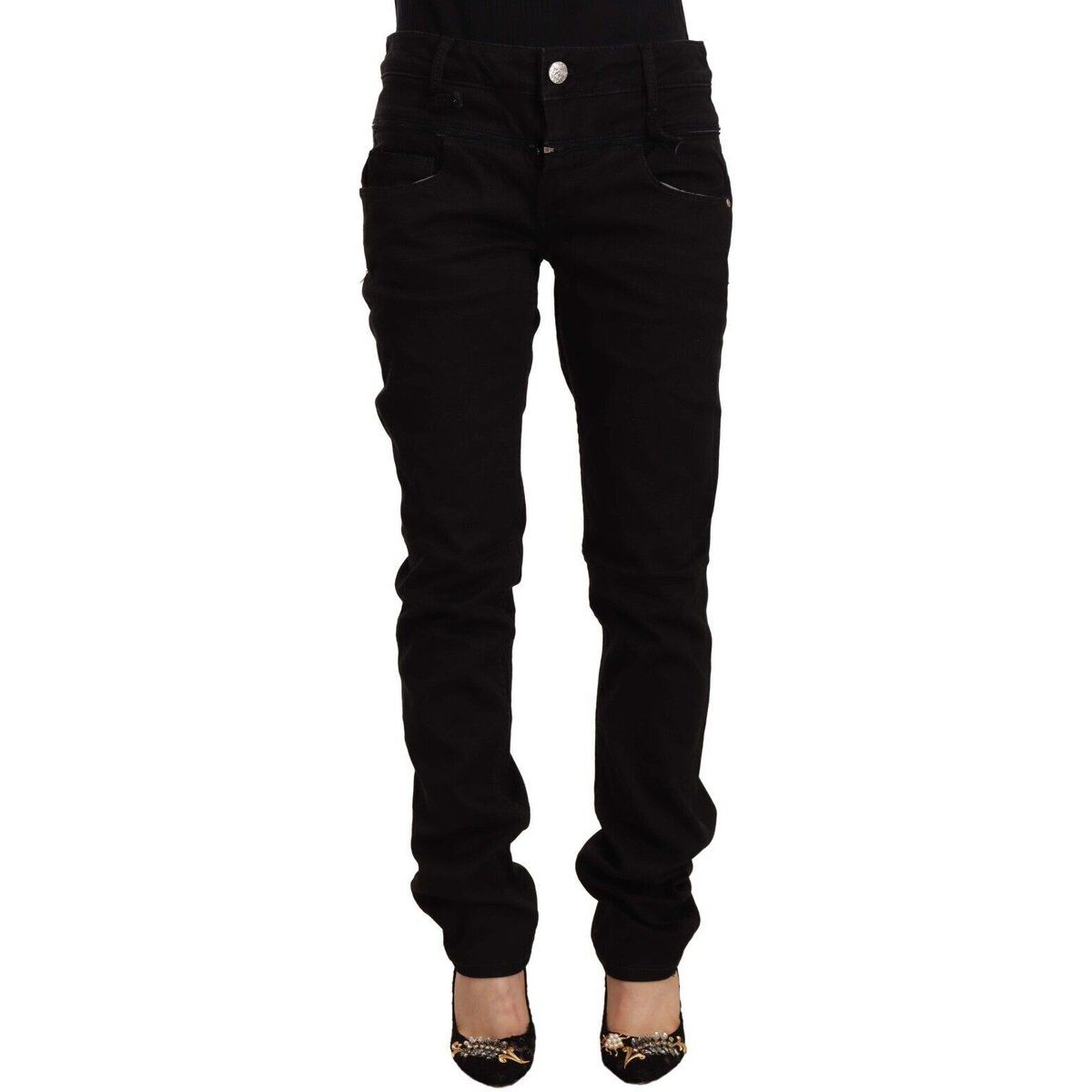 Schwarze Straight-Leg Jeans aus Denim
