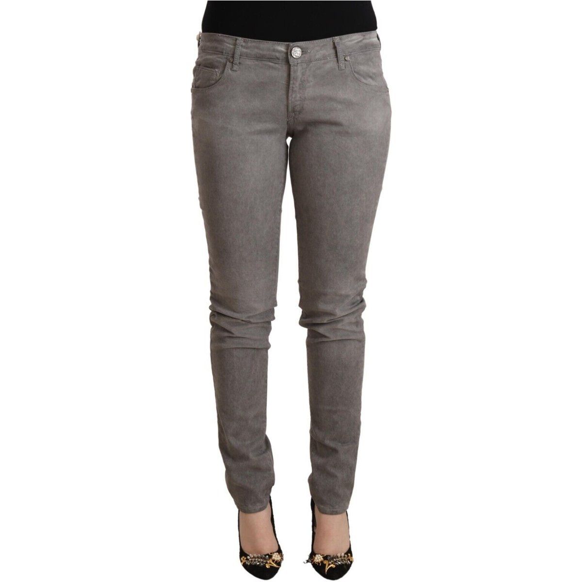 Graue, schlanke Skinny Jeans