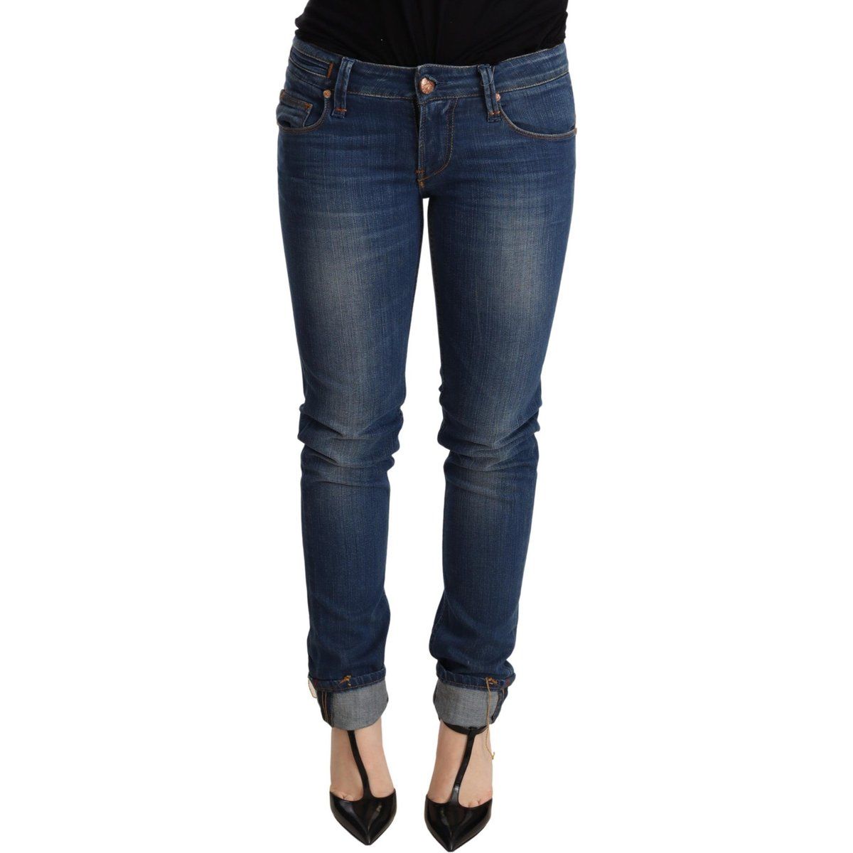 Blaue Straight Leg Jeans
