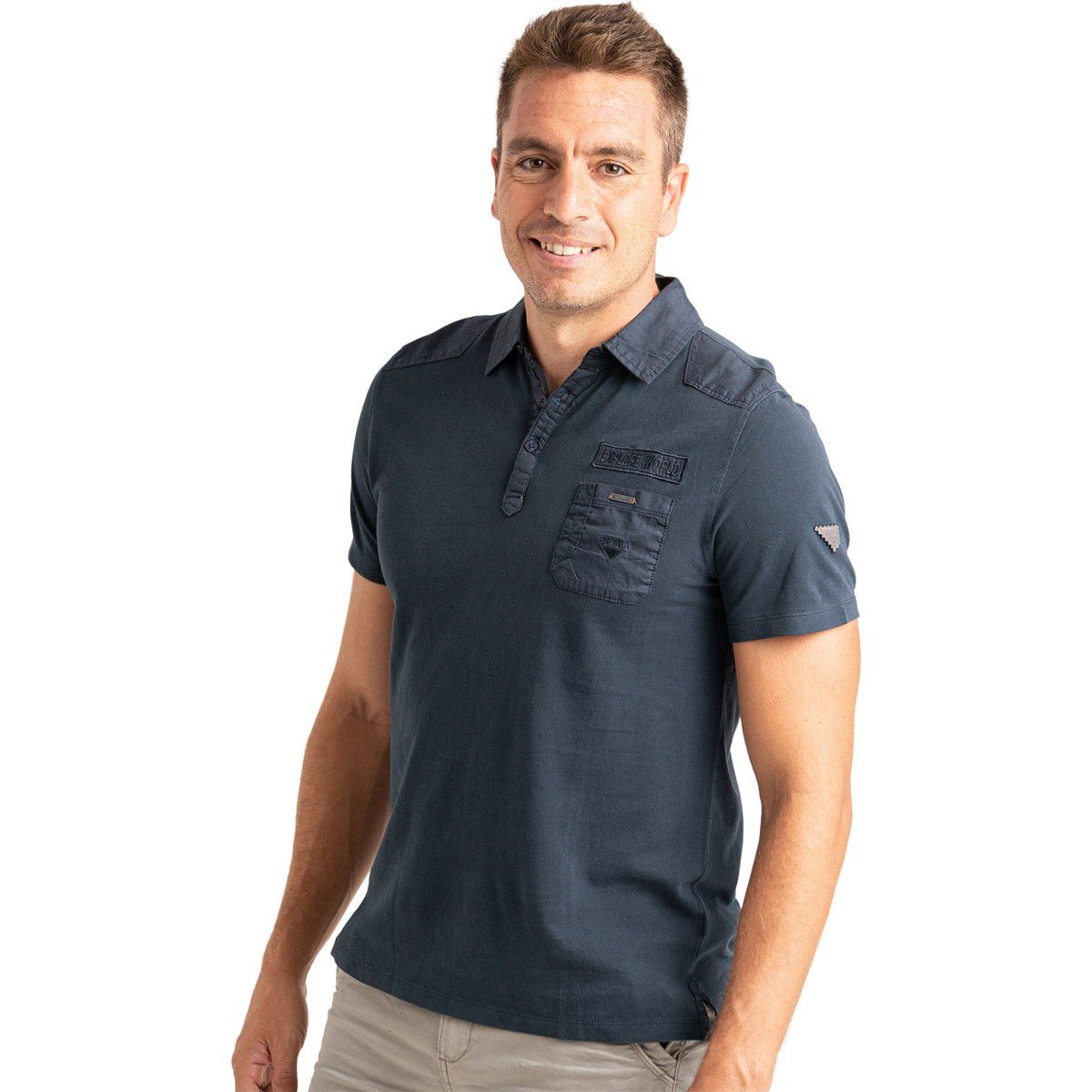 Baumwoll-Poloshirt mit Brusttasche