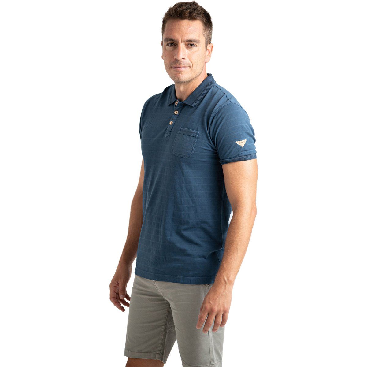 Gestreiftes Baumwoll-Poloshirt mit Tasche