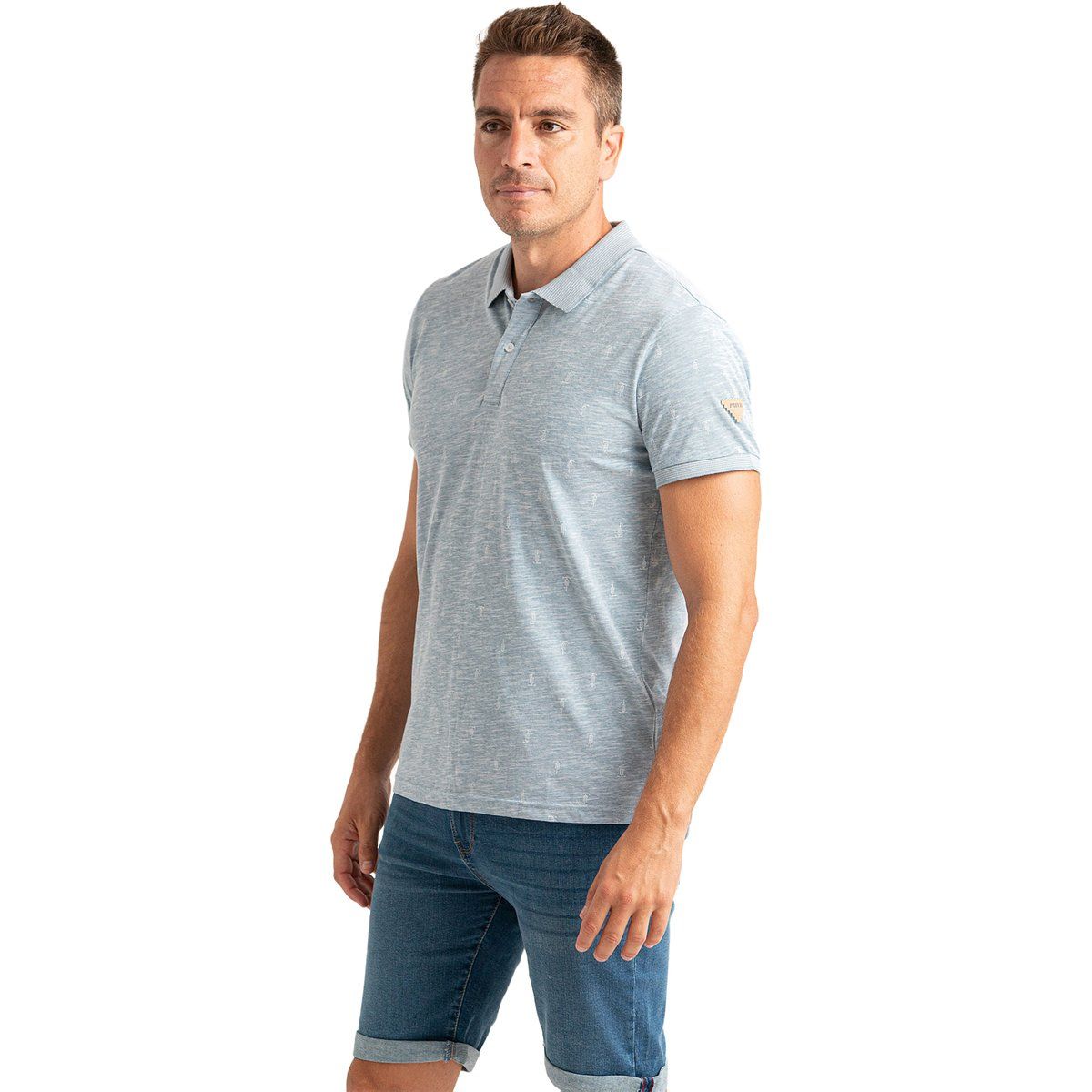 Kurzarm Poloshirt mit Mikrostreifen-Muster