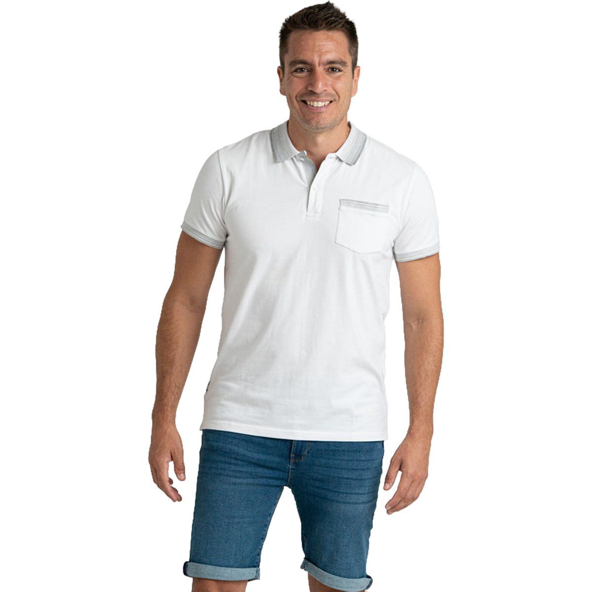 Herren Poloshirt mit kurzen Ärmeln und Tasche