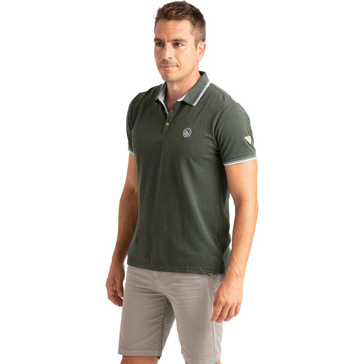 Baumwoll-Piqué-Poloshirt mit Zierleiste