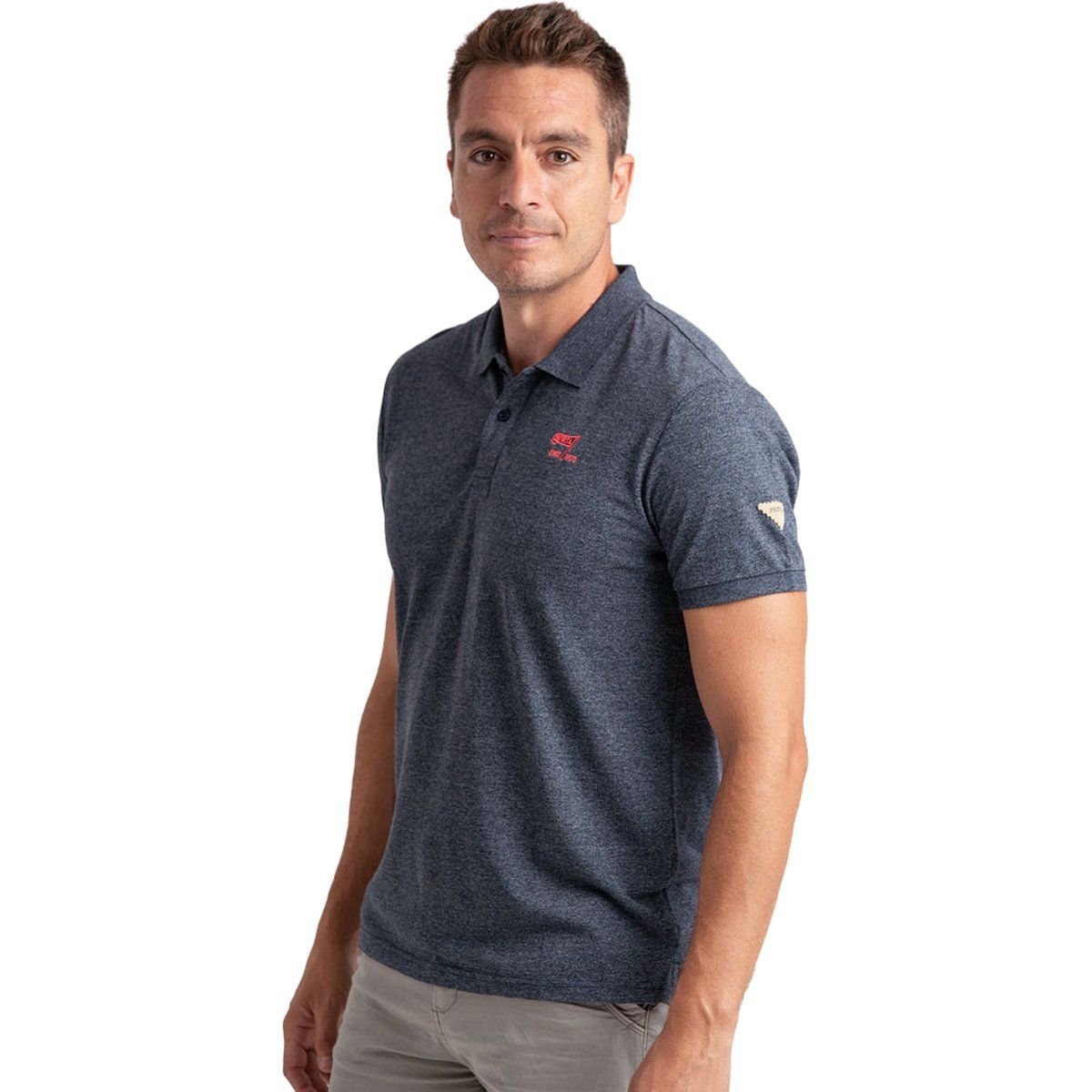 Melange Baumwoll Kurzarm Poloshirt