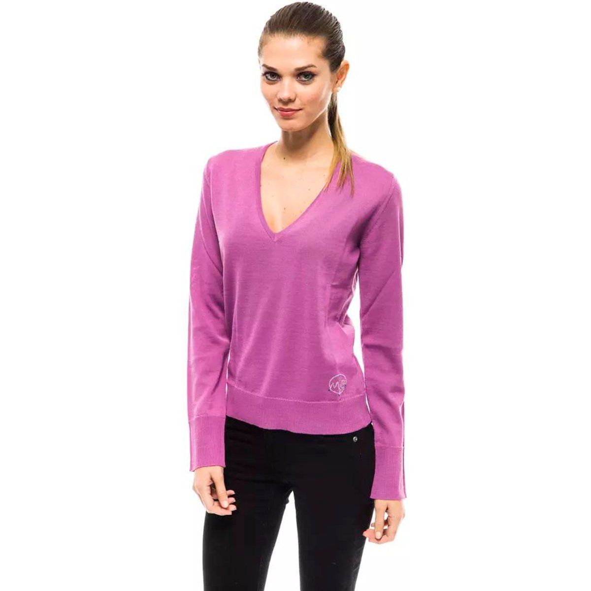 Schmal geschnittener Merino-V-Pullover