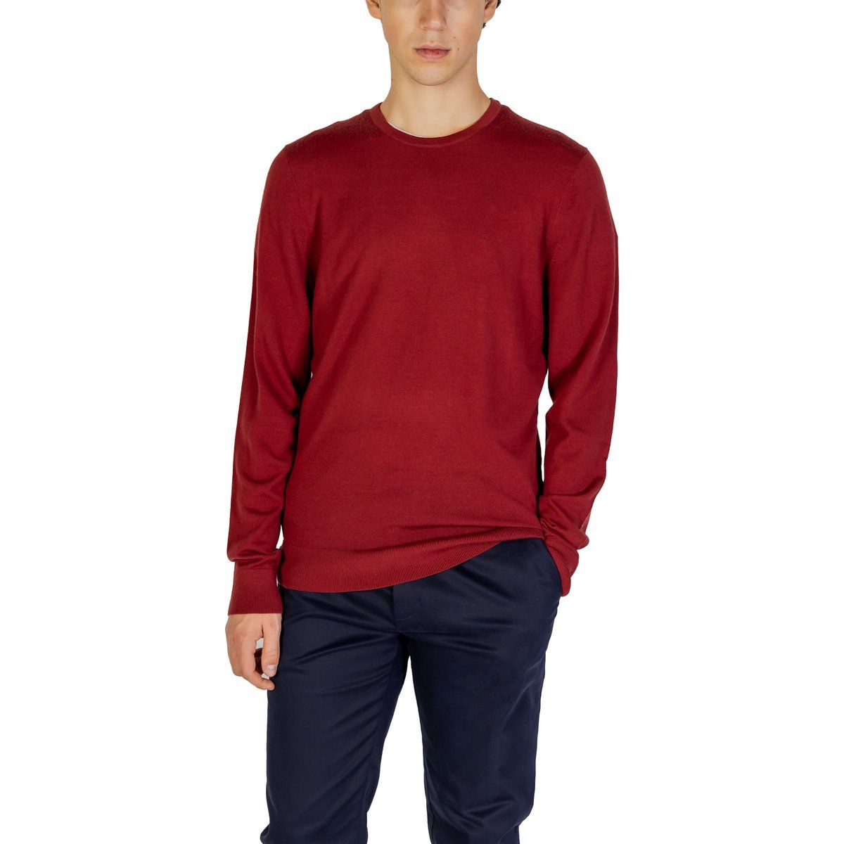 Crewneck-Pullover Uni Bordeauxrot
