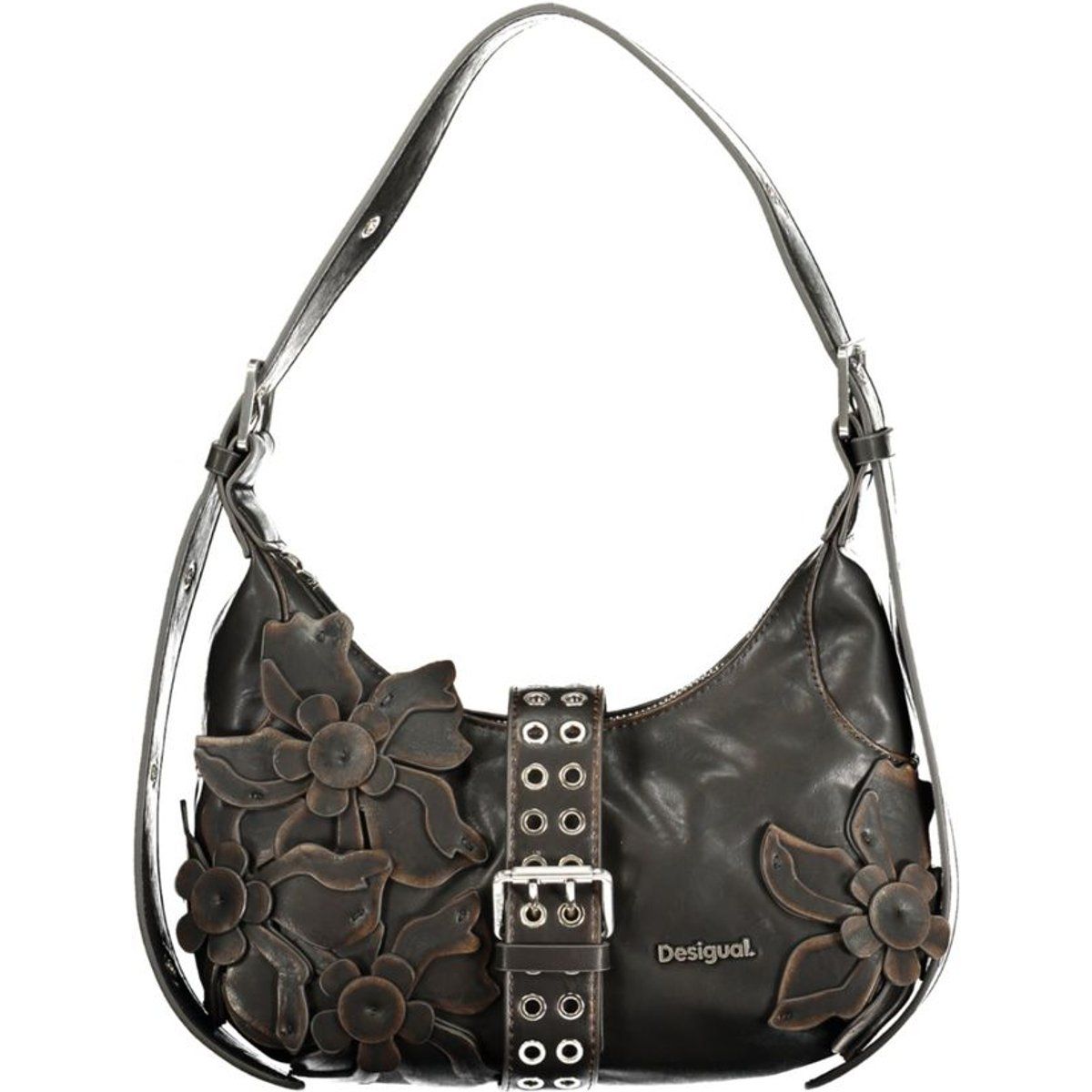 Schultertasche mit geprägtem floralem Akzent
