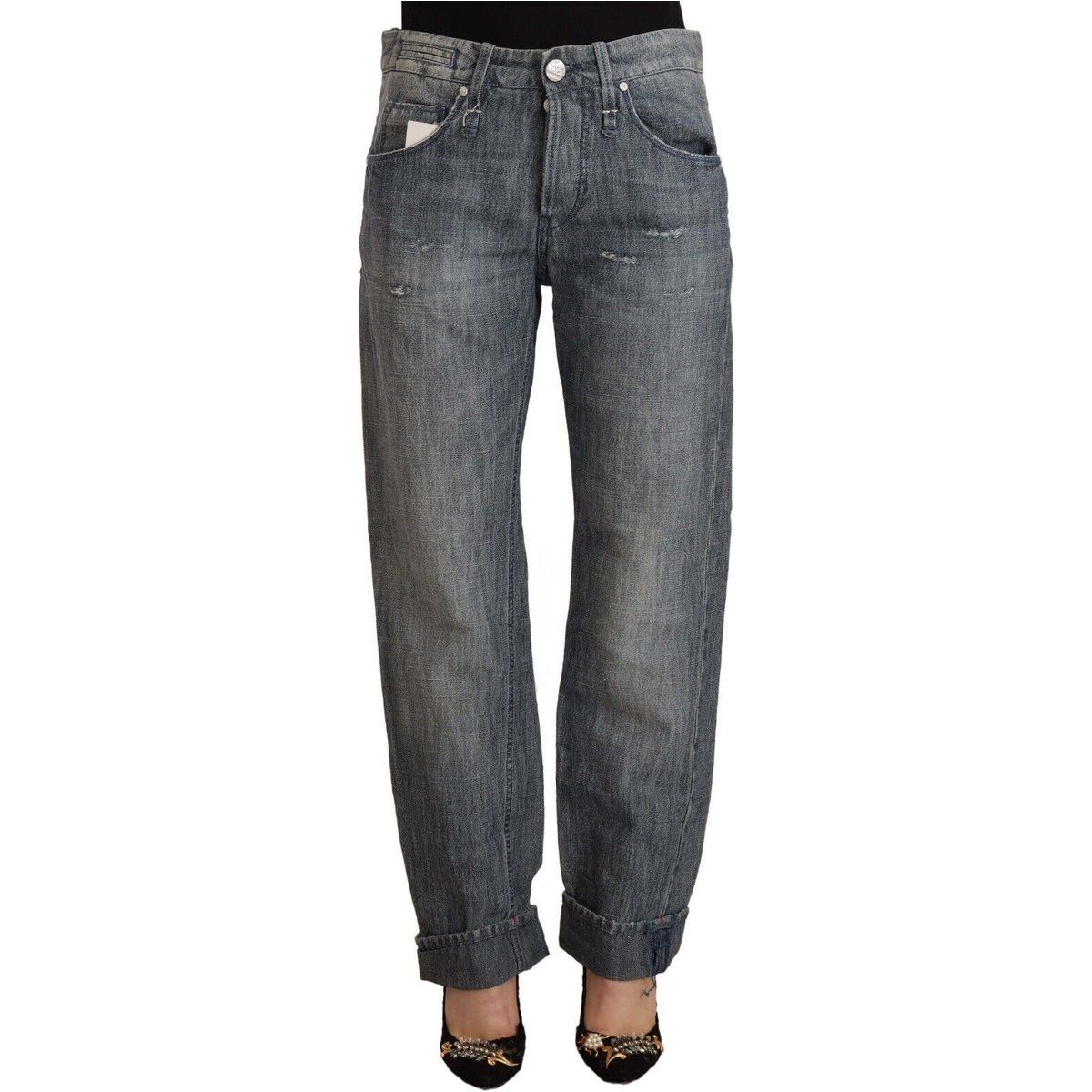 Boyfriend-Jeans mit entspanntem Schnitt und Umschlägen