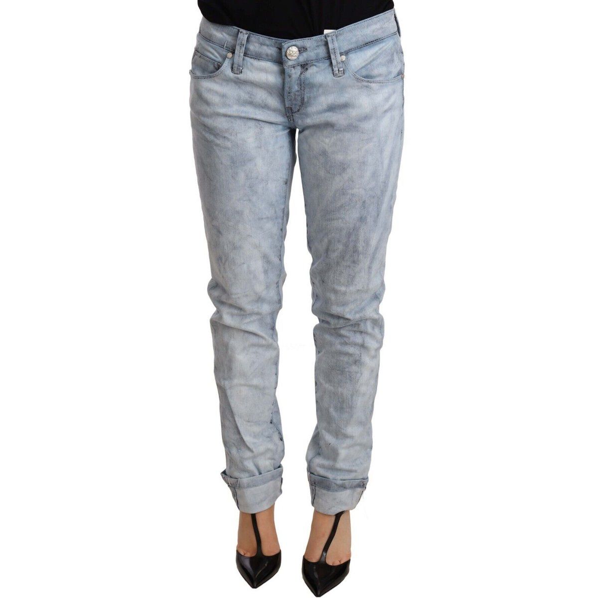 Schmale Acid-Wash Denim mit Umschlag