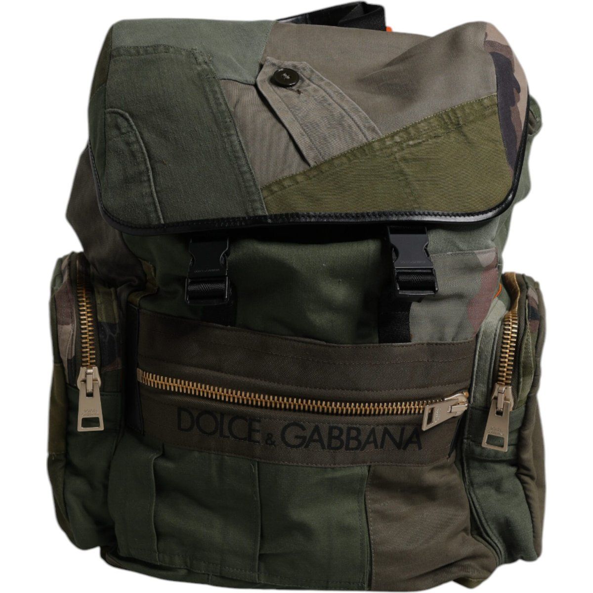 Militärgrüner Patchwork-Reiserucksack