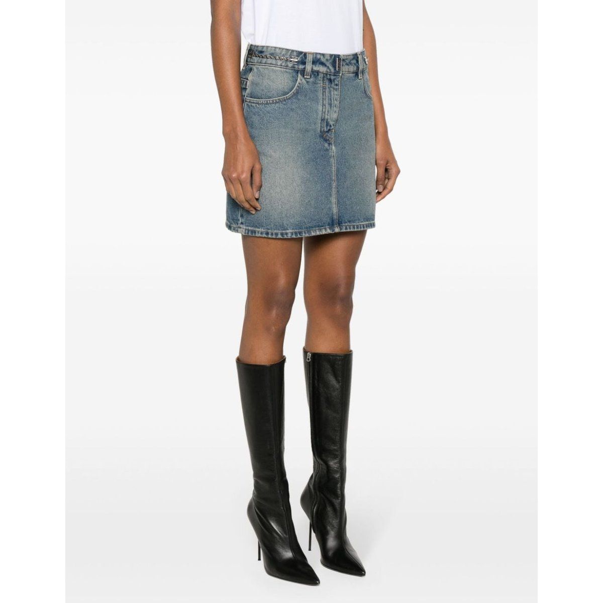 Mini-Jeansrock mit Kettendetail