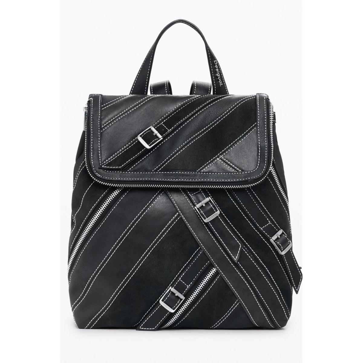 Stilvoller schwarzer Rucksack aus Kunstleder