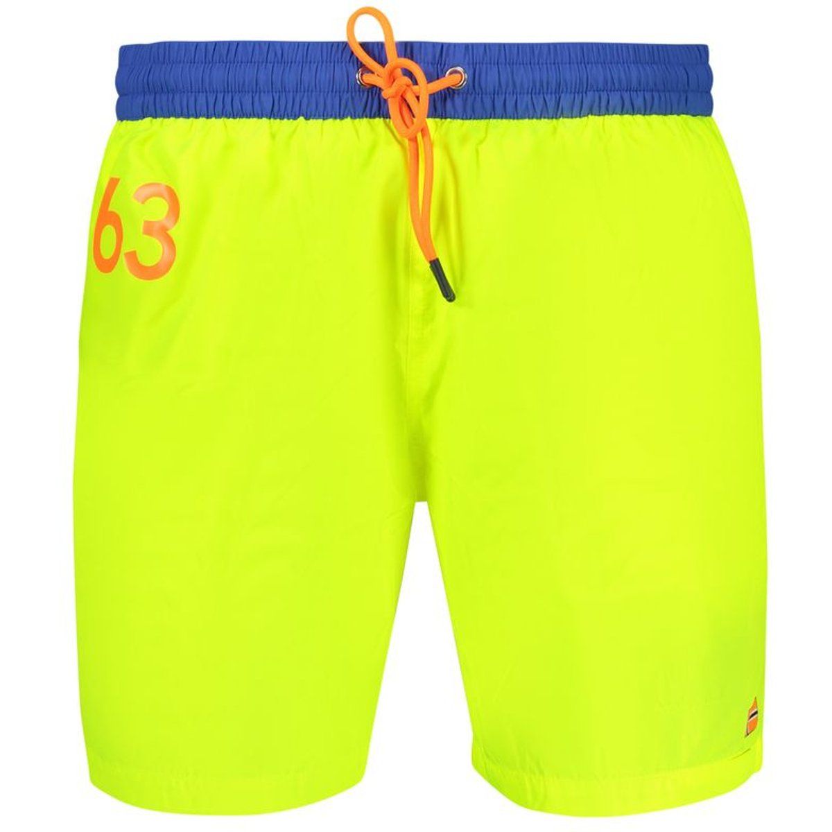 Neongelbe Badehose mit blauem Bund