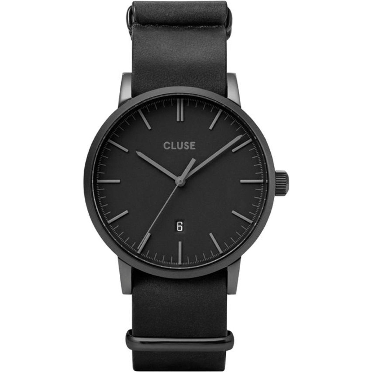 Minimalistische schwarze Lederarmbanduhr