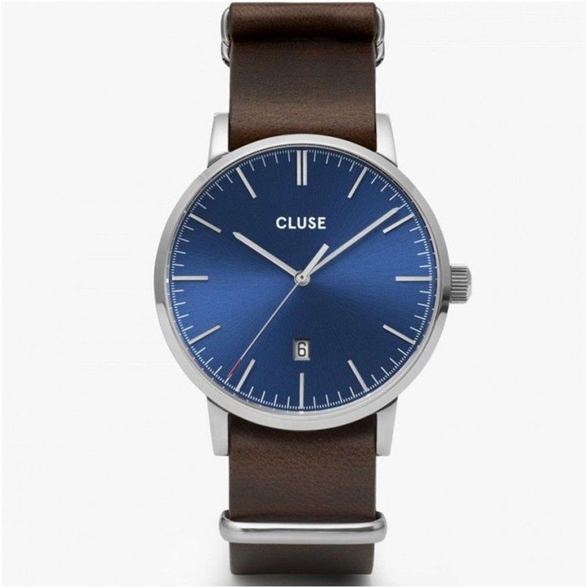 Minimalistische Uhr mit blauem Zifferblatt