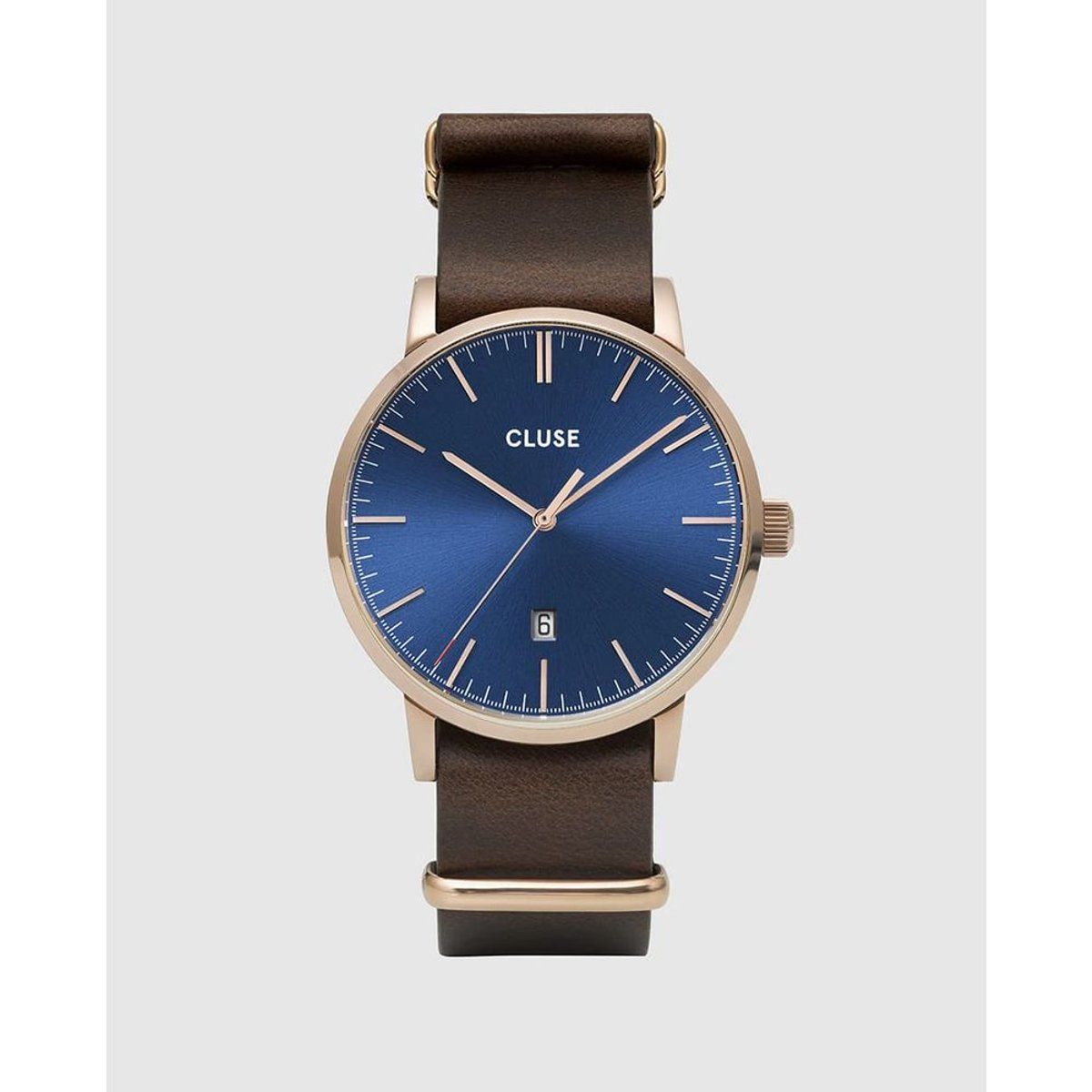 Elegante minimalistische Armbanduhr braunes Leder