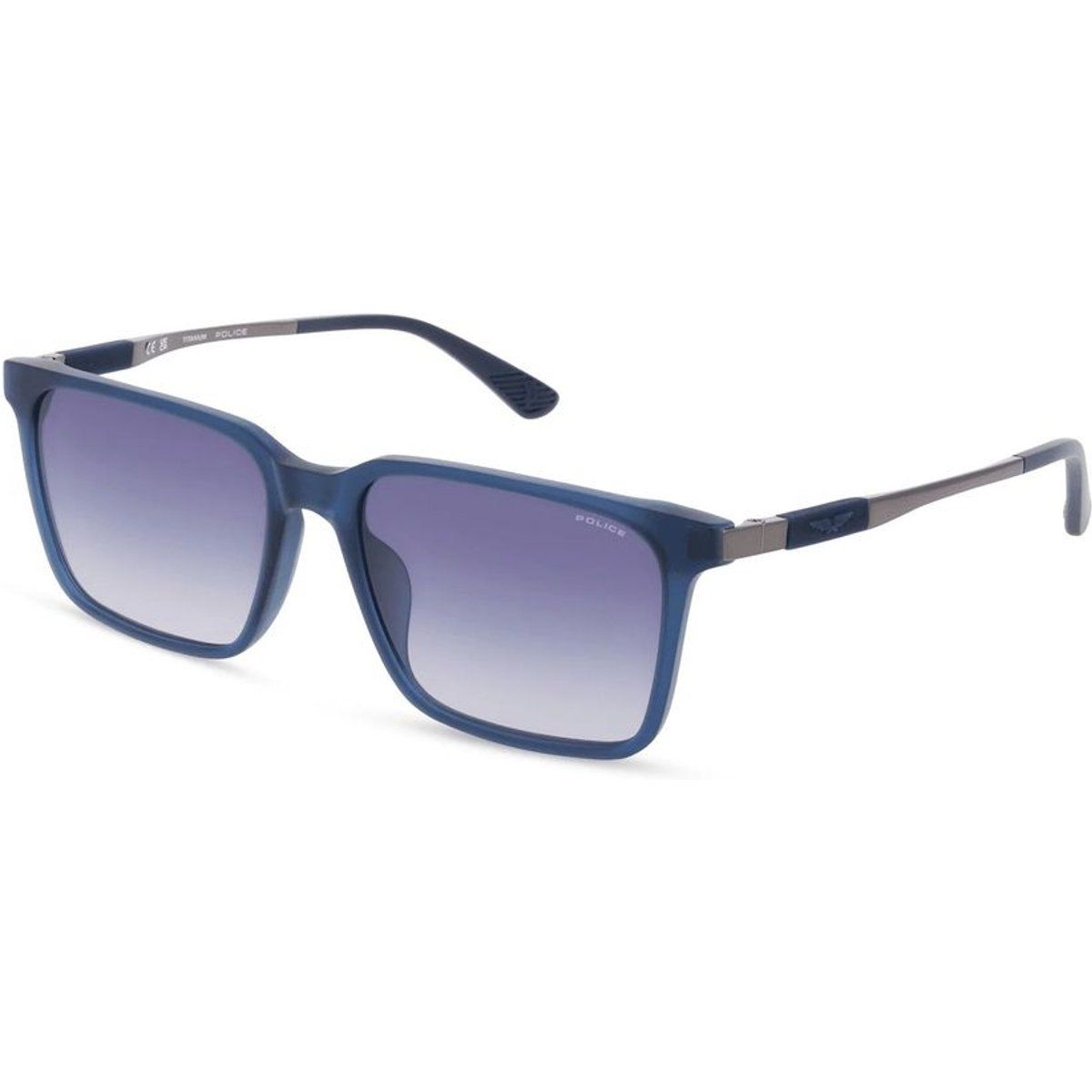Blaue Sonnenbrille mit quadratischem Rahmen