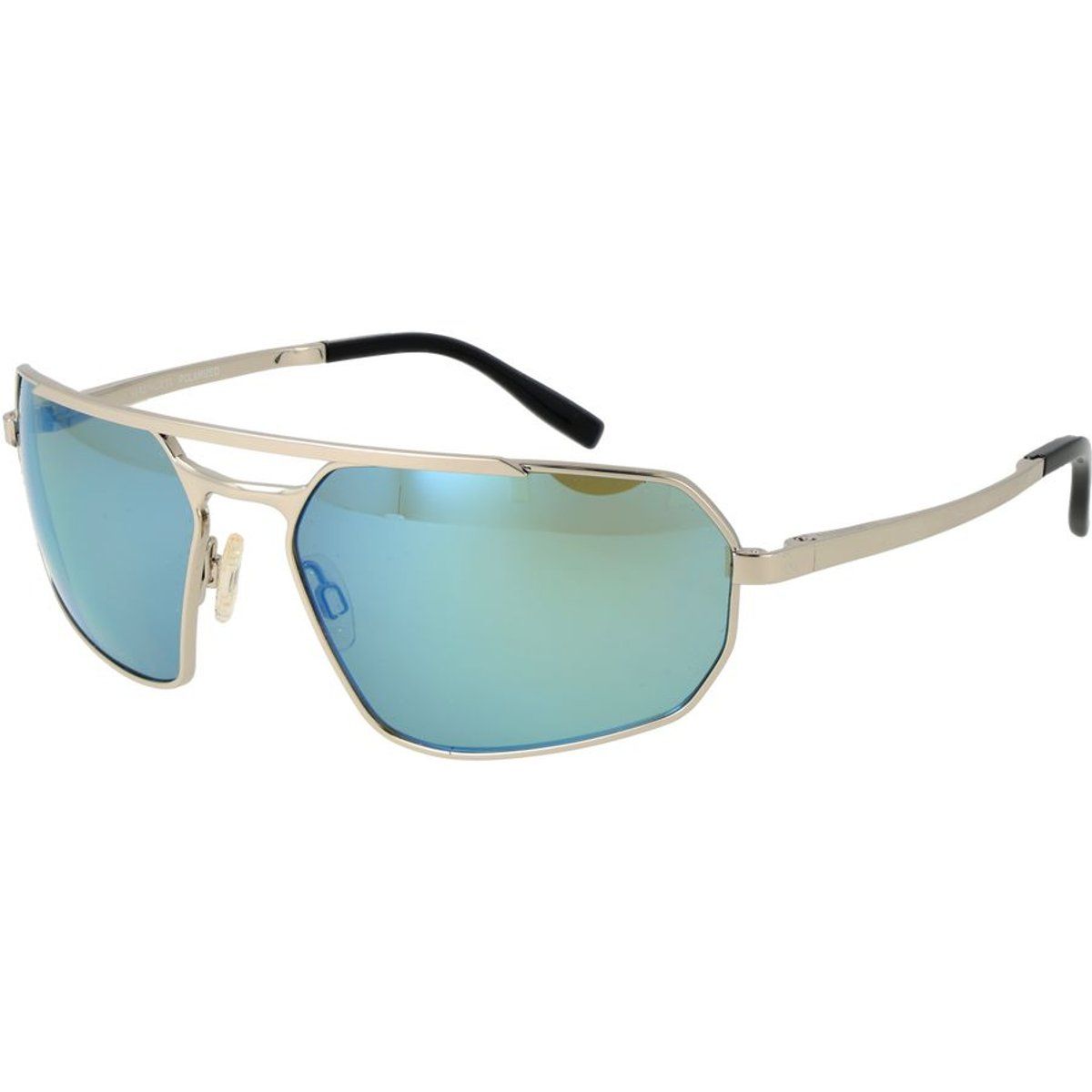 Silberne Metallrahmen Sonnenbrille mit blauen Gläsern