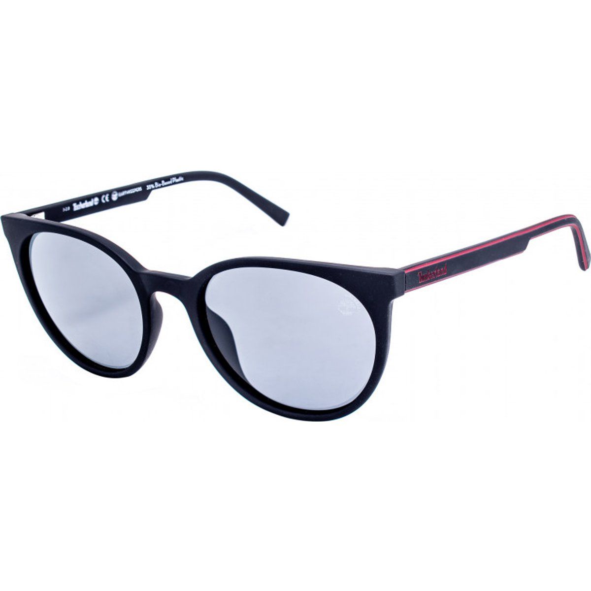 Schwarze Cat-Eye Sonnenbrille mit silbernen Gläsern