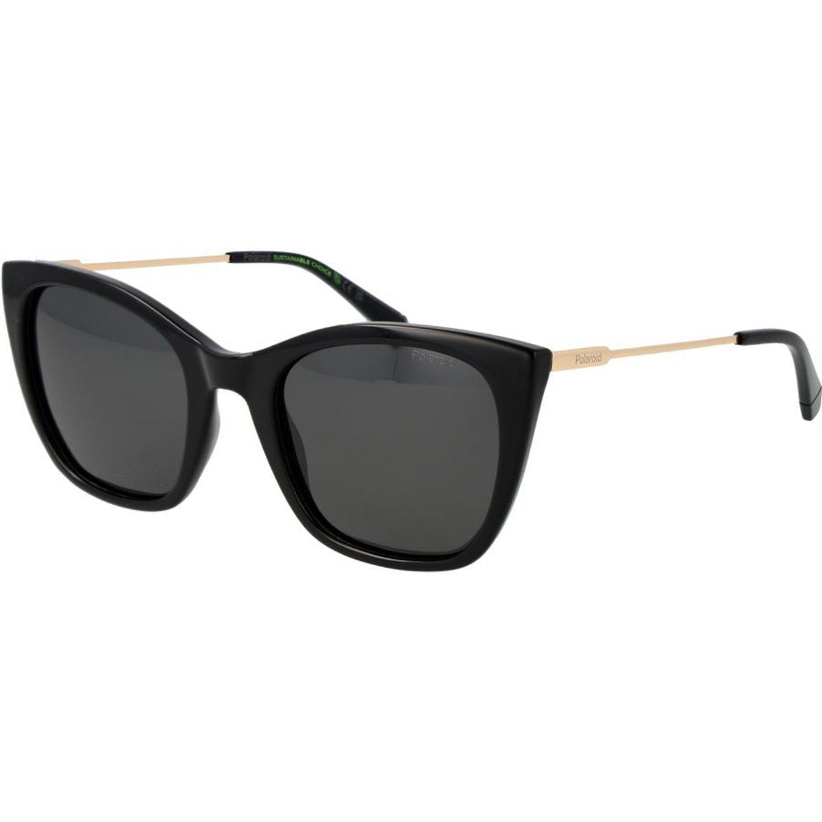 Cat-Eye-Sonnenbrille mit goldenen Bügeln