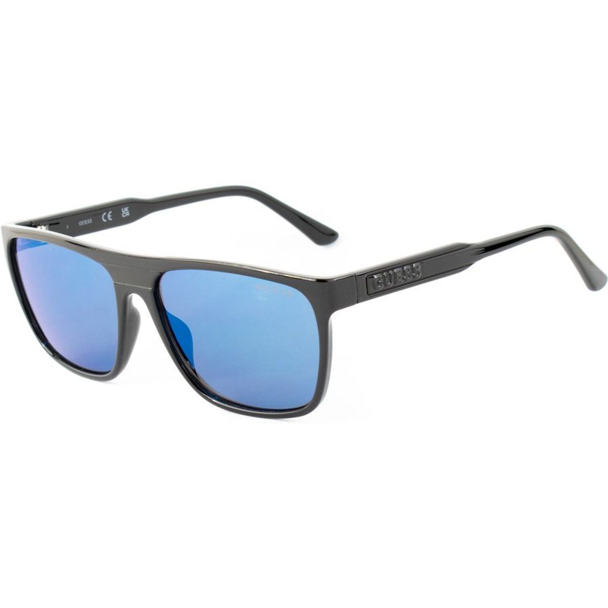 Sonnenbrille mit quadratischem Rahmen und blauer Linse