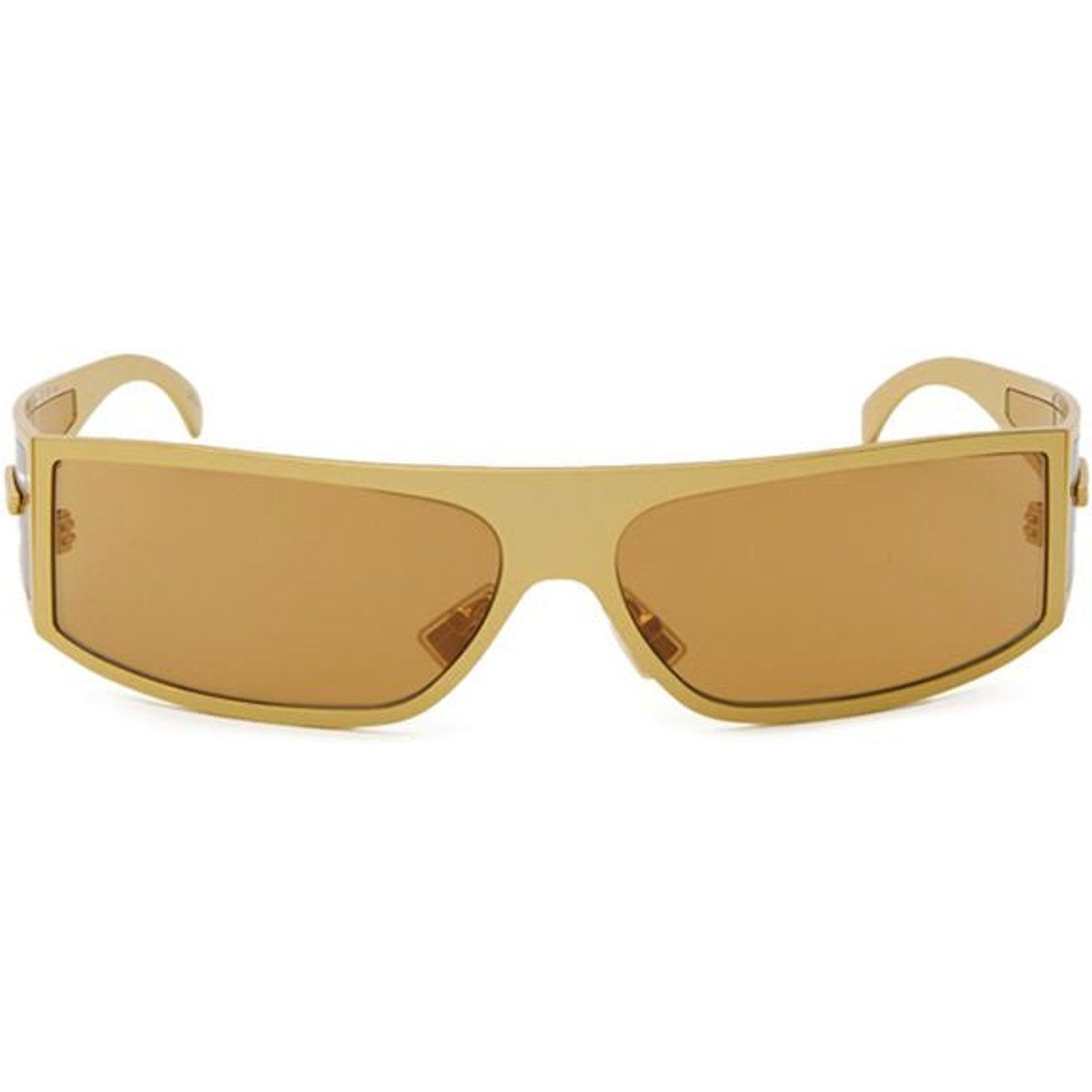 Goldfarbene Sonnenbrille mit Metallschild