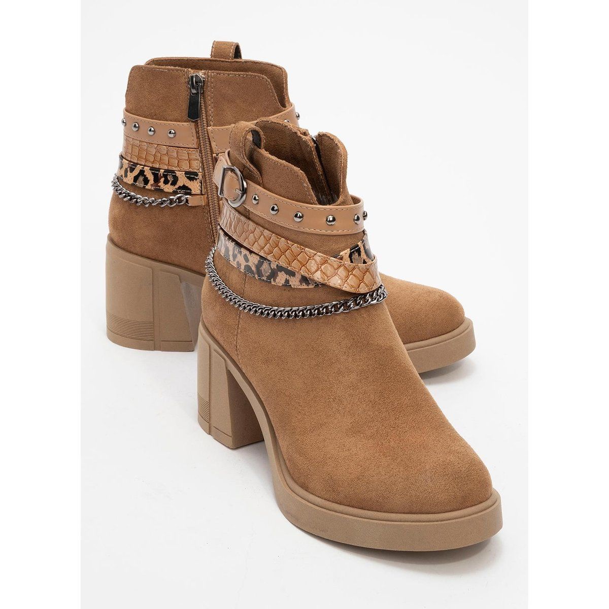 Boliva Schnalle Kette Blockabsatz Stiefel (Damen)