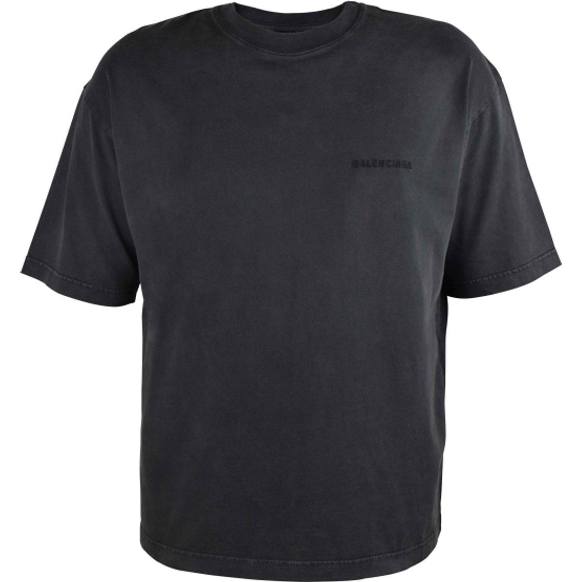 Schwarzes Baumwoll-T-Shirt mit verwaschenem Logo