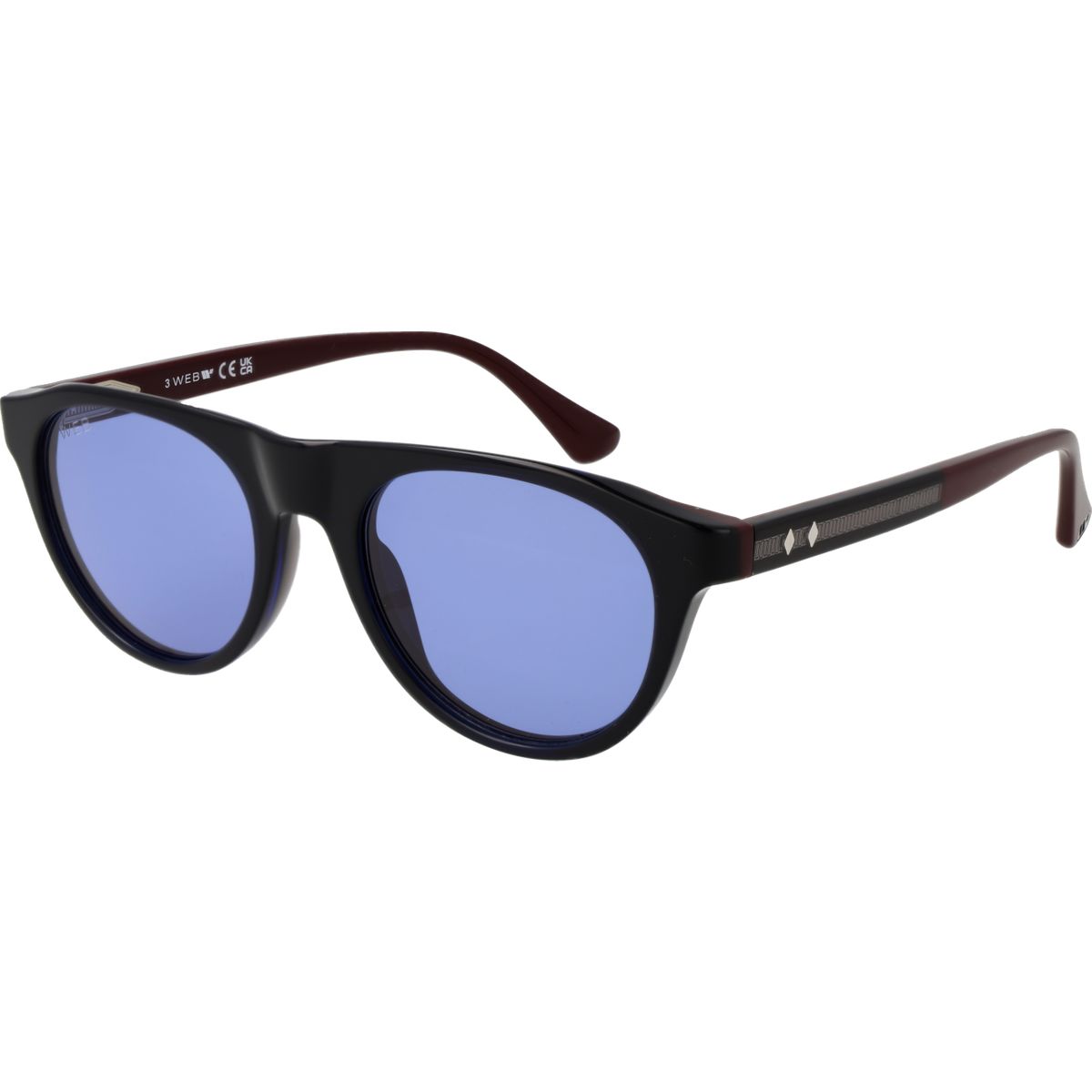 Abgerundete Panto-Sonnenbrille mit blauen Gläsern