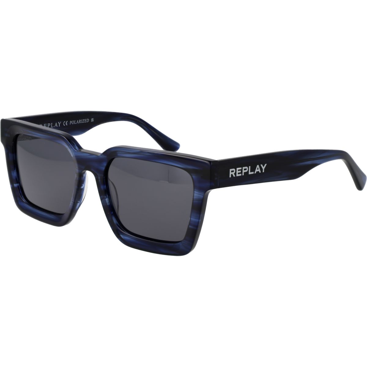 Eckige Sonnenbrille mit blauem Muster