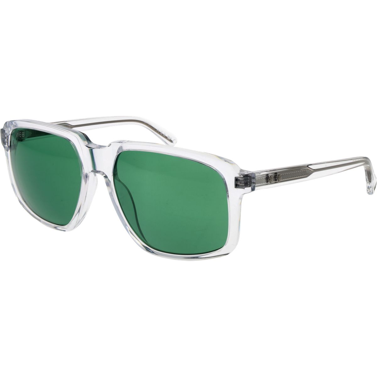 Quadratische transparente Rahmen Sonnenbrille grüne Gläser