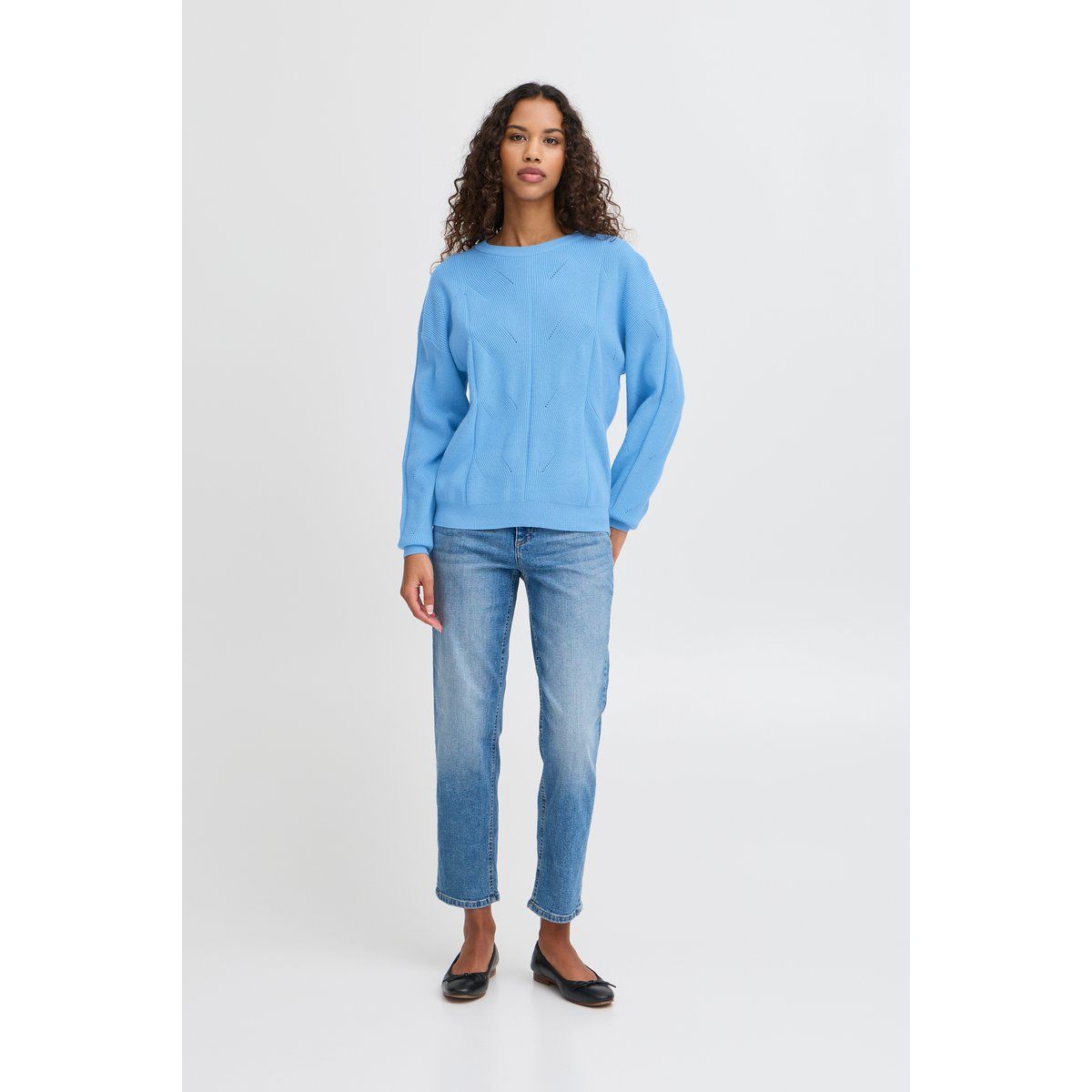 Strukturierter Strickpullover mit Rundhalsausschnitt