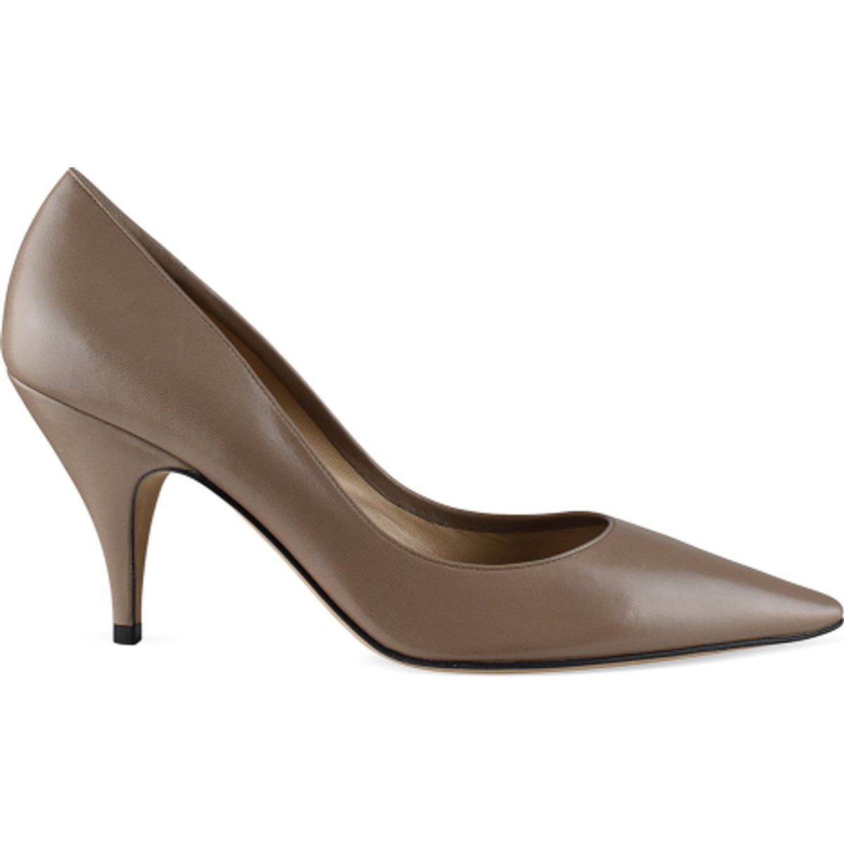 Taupefarbene spitze Leder Pumps