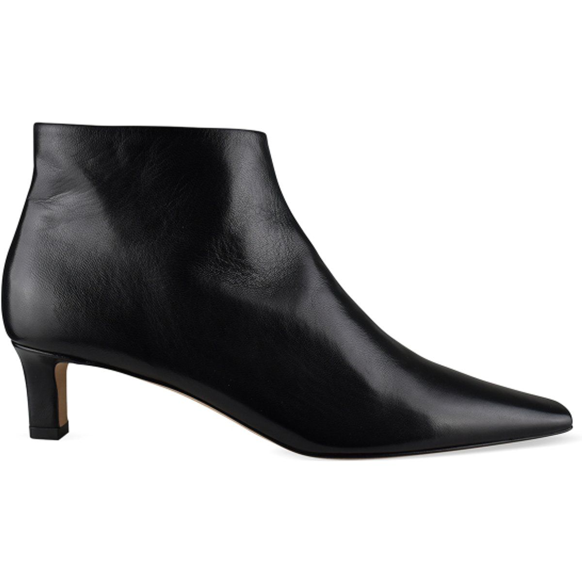 Schwarze spitze Stiefeletten aus Leder