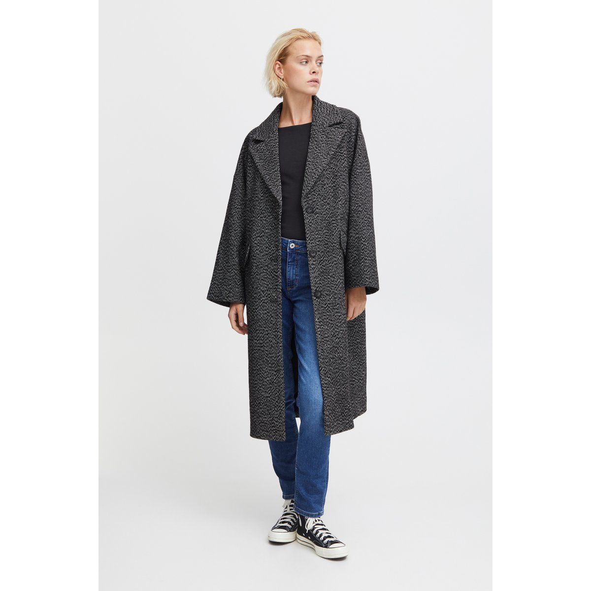 Strukturierter Oversize Longline Mantel