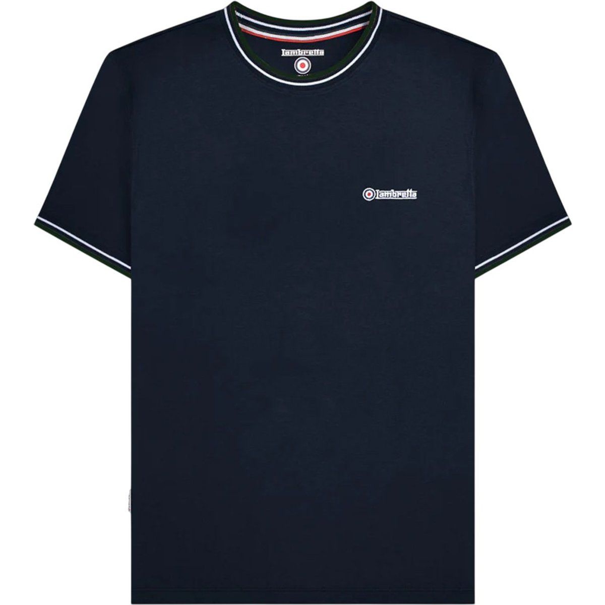 Marineblaues T-Shirt mit Rundhalsausschnitt und Besatz