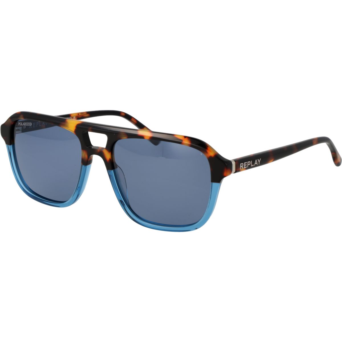 Aviator-Sonnenbrille in Schildpatt und Blau
