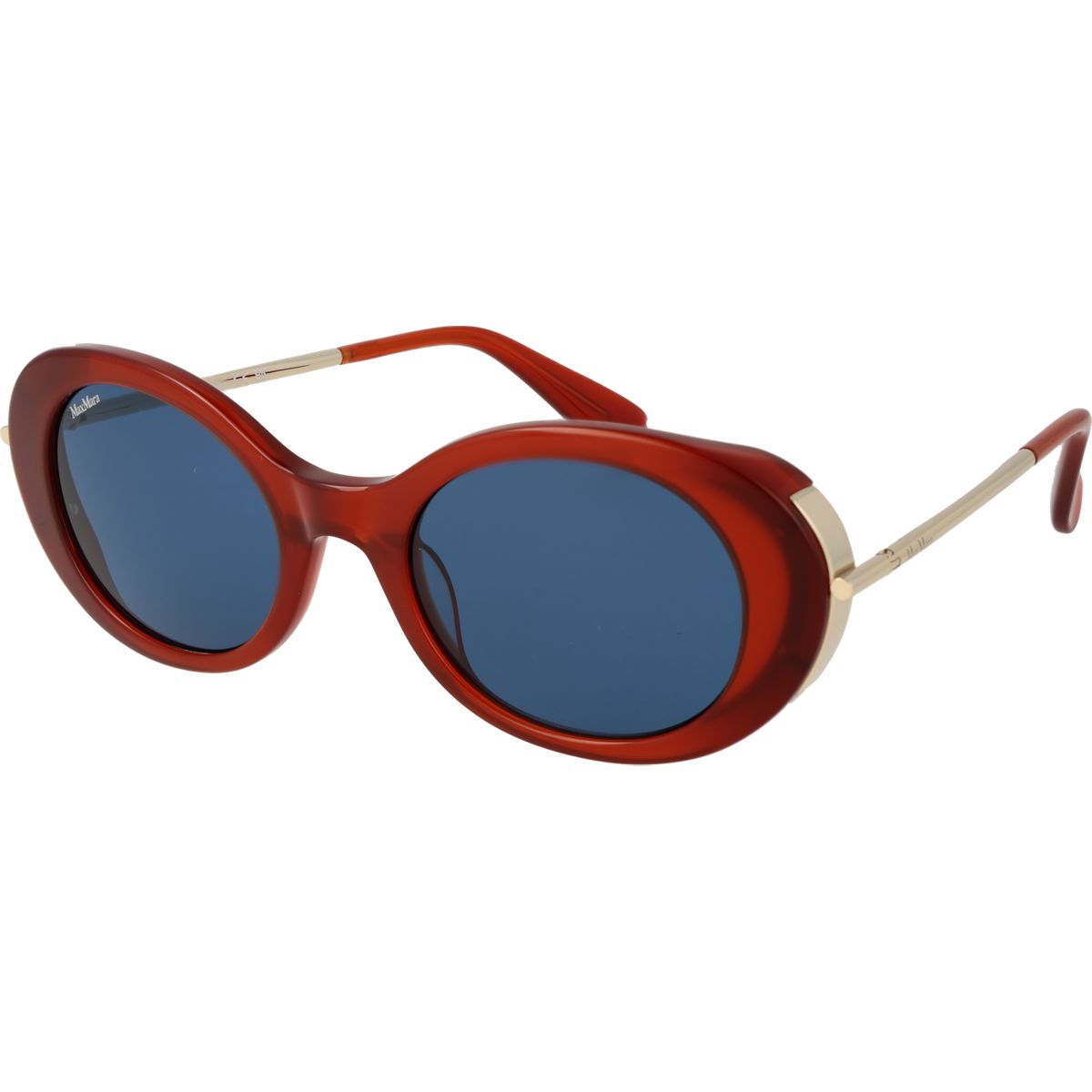Ovale Acetat-Sonnenbrille mit Metallbügeln
