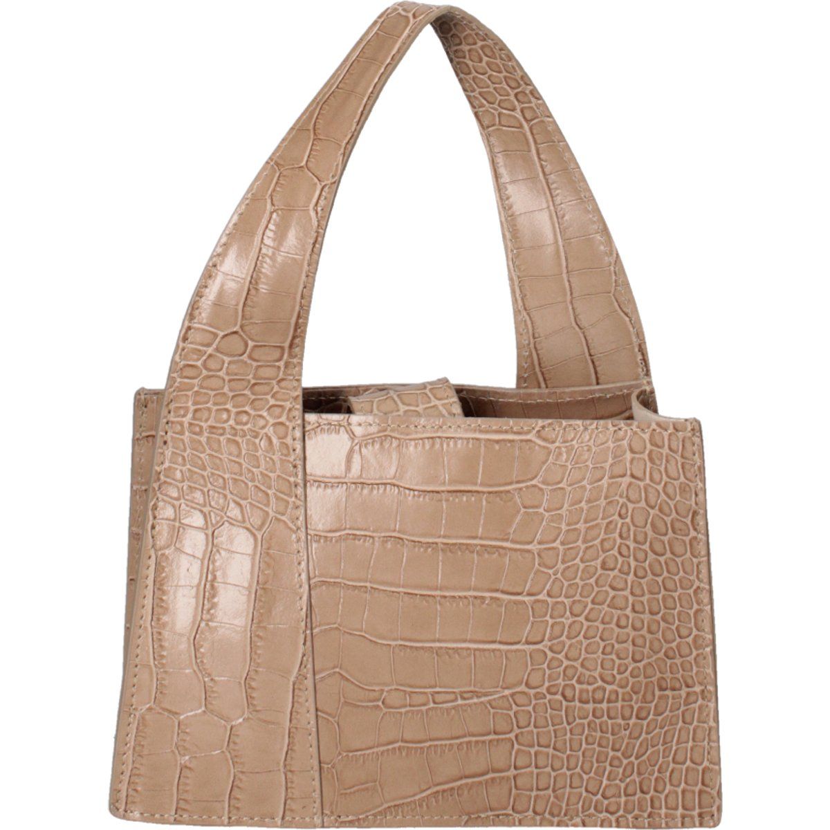 Strukturierte Handtasche mit Ledergriff