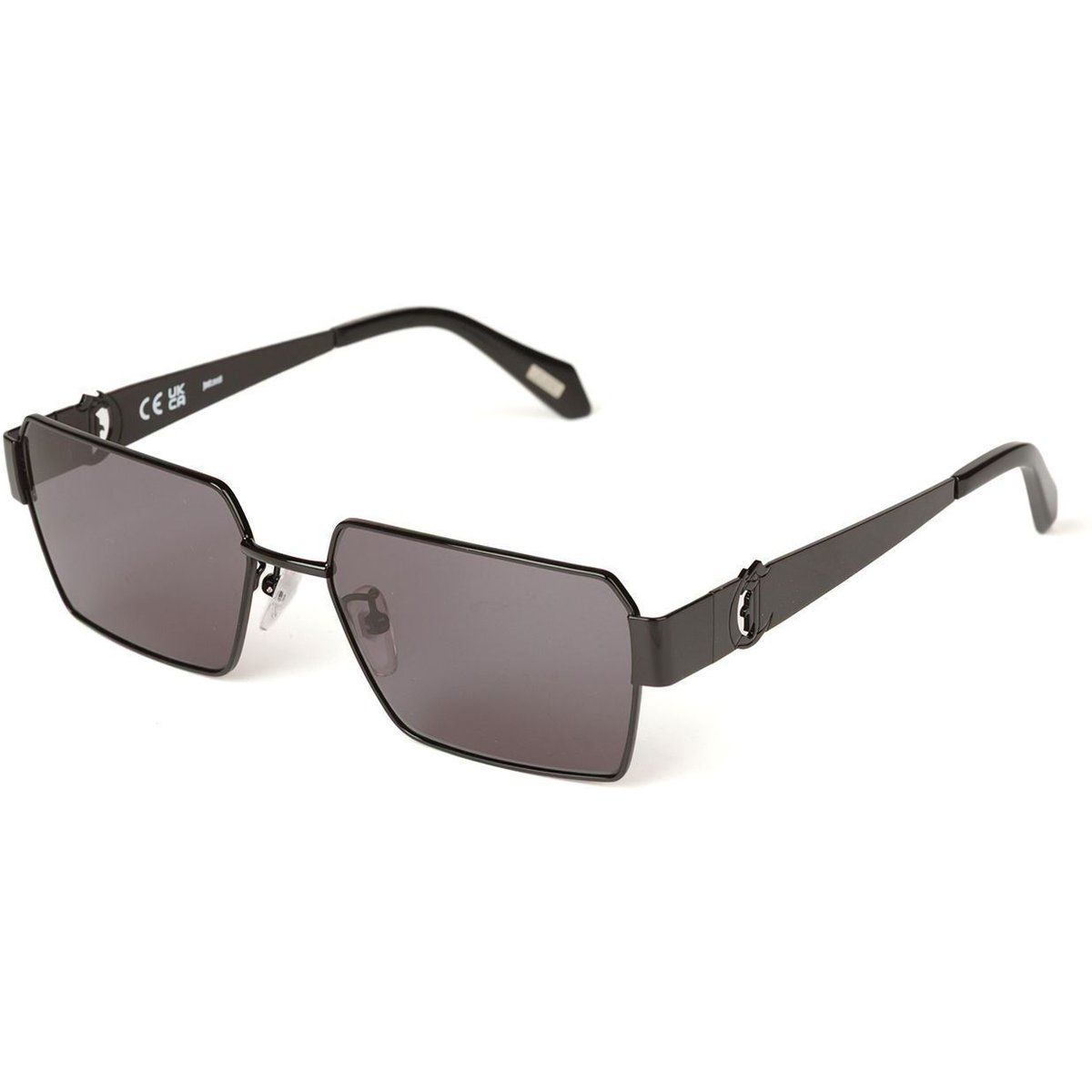 Schwarze rechteckige Sonnenbrille mit Metallrahmen