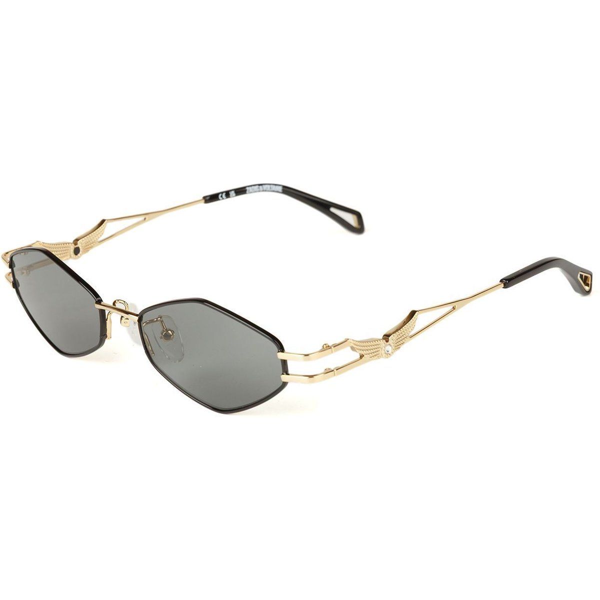 Geometrische Sonnenbrille mit goldenem Rahmen