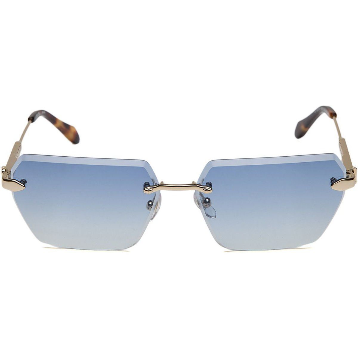 Randlose achteckige Sonnenbrille mit blauem Farbverlaufsglas