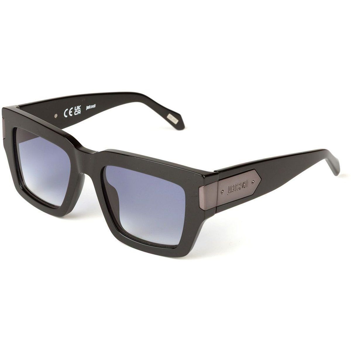Sonnenbrille mit quadratischem Rahmen, glänzend schwarz