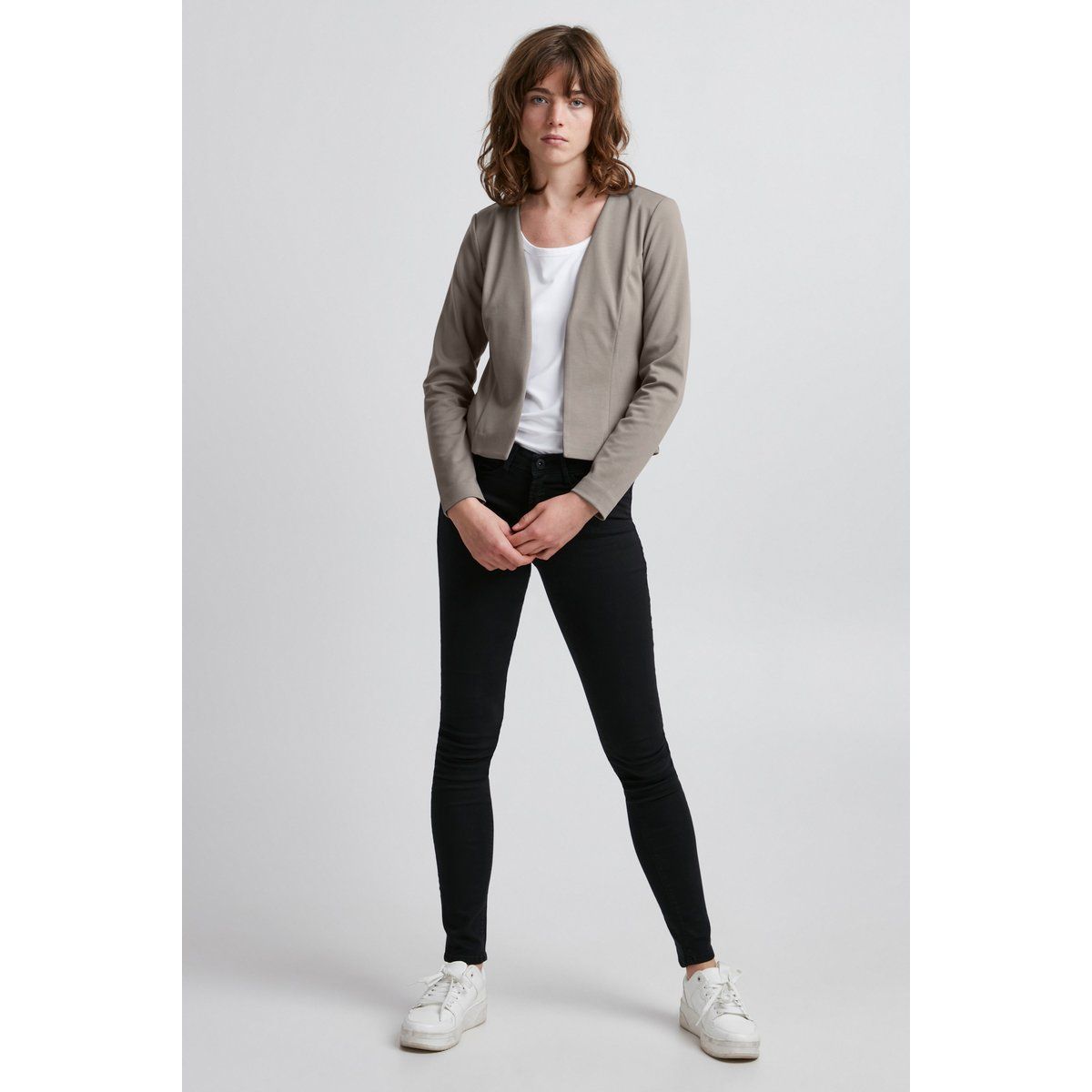 Blazer mit offener Vorderseite, reguläre Passform