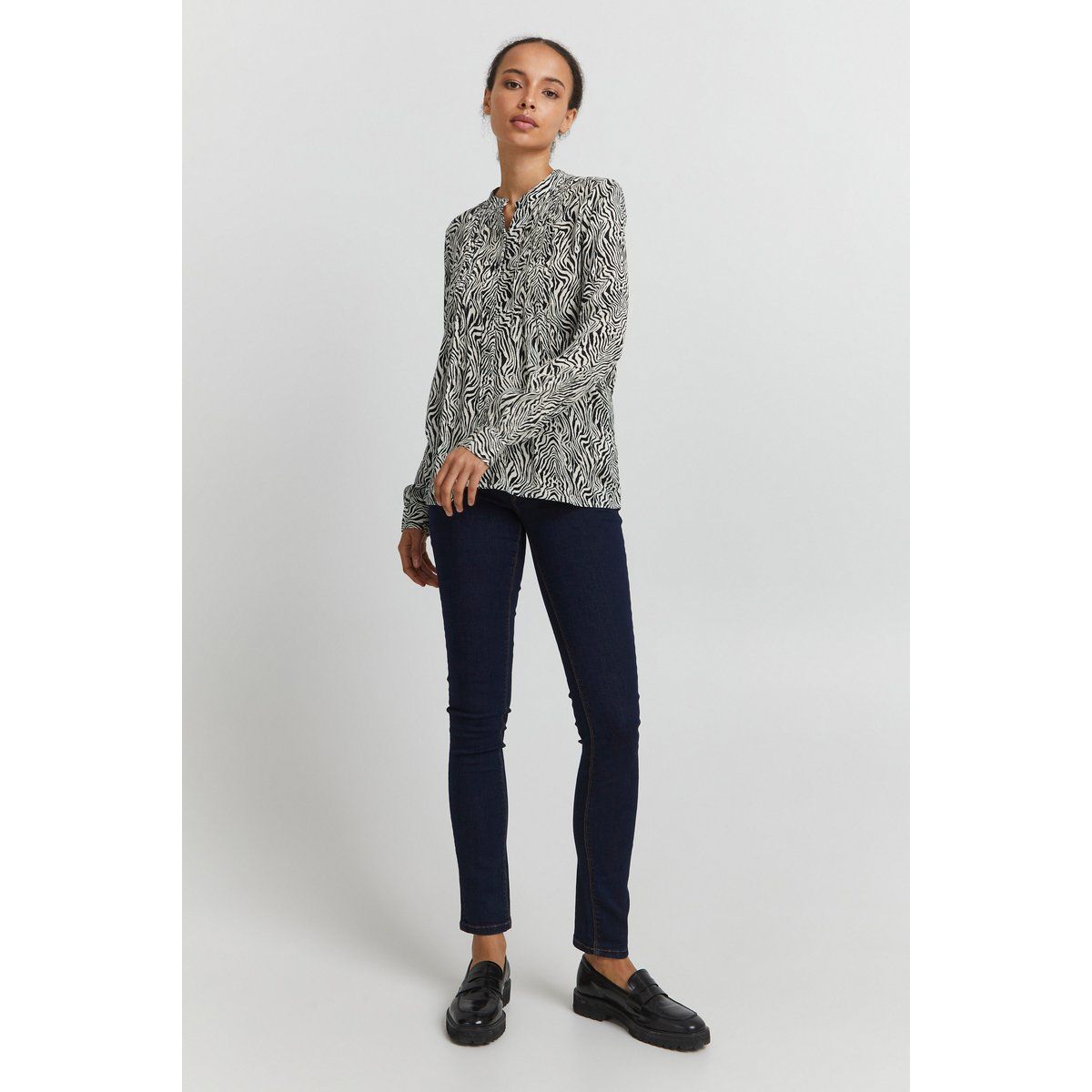 Bluse mit Zebra-Print, normale Passform