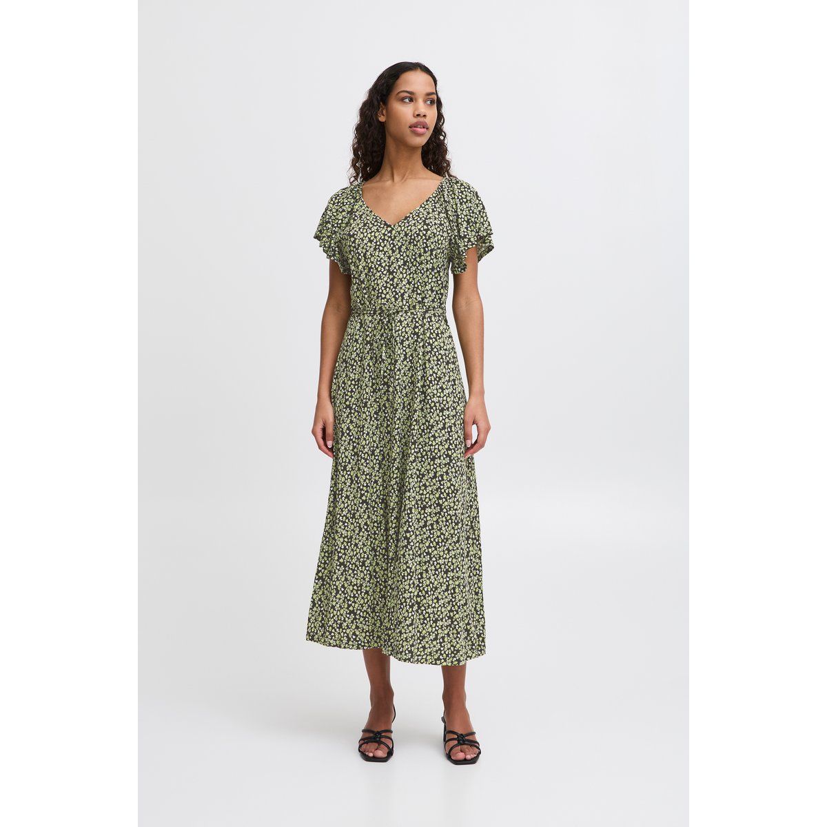 Geblümtes Midikleid mit V-Ausschnitt
