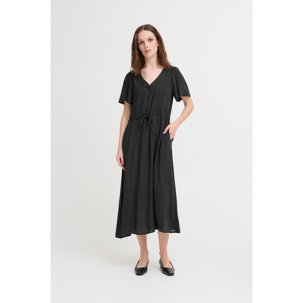 Lässiges Midikleid mit Bindegürtel