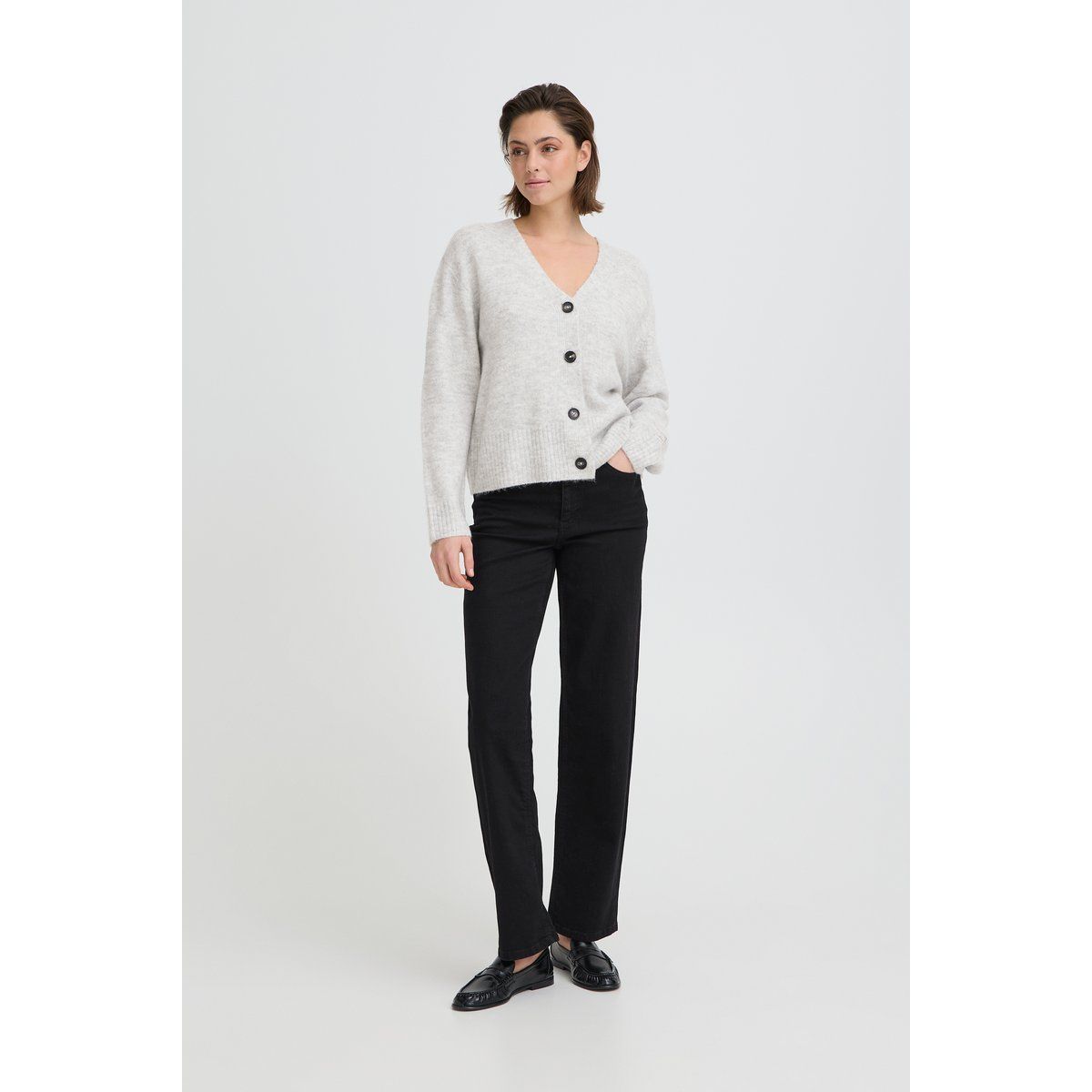 Cardigan mit V-Ausschnitt und lockerer Passform